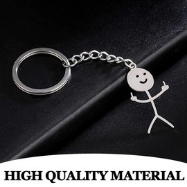 XURJUMI Pack of 4 Key Rings in 2 Styles, Funny Finger Medium Stickman Cute Trend Bag Car Key Pendant Couple Gift Key Chain DIY Pendant