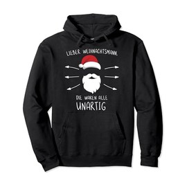 Funny Santa Claus Were All Naughty for Christmas Pullover Hoodie, black