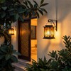 BOBKID 2 Pack Solar Lanterns Outdoor Waterproof, Flickering Flame Outdoor