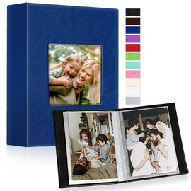 Ywlake Photo Album 4x6 50 Pockets 2 Packs, Small Mini Capacity Leather Photo Albums, Each Pack Holds 50 Top Loader Vertical Only Pictures Blue