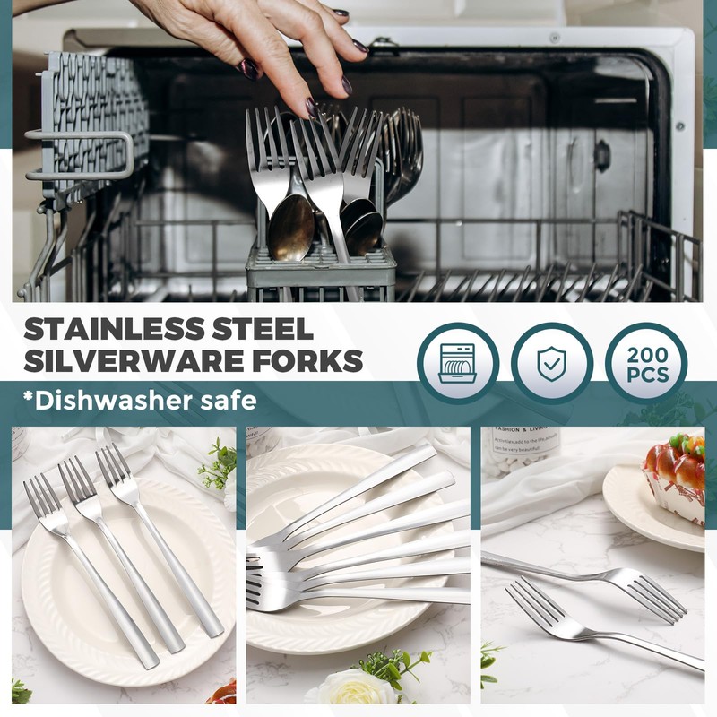 Roshtia 100 Pieces Dinner Forks Bulk 6.7 Inch Stainless Steel