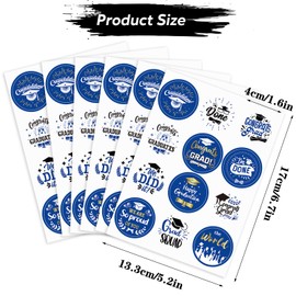 120 Pieces 2025 Graduation Stickers, Blue Graduation Stickers - Grad Gift Tags Sticker for Envelopes Candy Decorations for Envelope Seal, 2025 Grad Party Favor