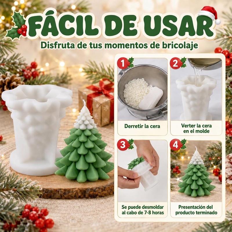 4PCS Moldes de Silicona para ARboles de Navidad,Molde para Velas