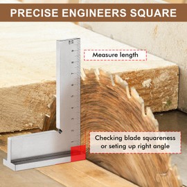 Fentar Engineer's Square, Precise 90° Try Square Made of Solid Carbon Steel, Small Carpenter's Square, Engineer's Square with Stop and Scale, DIN875 Precision Angle for Woodworking Model Making