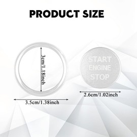 QZTYTY Car Push Start Button Cover, Ignition Switch Button, Engine Push Start Stop Button Cover Trim, Universal Car Accessories Start Stop Button Cover Compatible with A4 LA5 A6 LA7 Q5 Q7 (Silver)