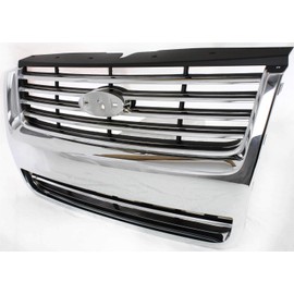 Evan Fischer Grille Assembly Compatible with 2006-2010 Ford Explorer Chrome Shell with Painted Black Insert CAPA With emblem provision Plastic Grille FO1200476C