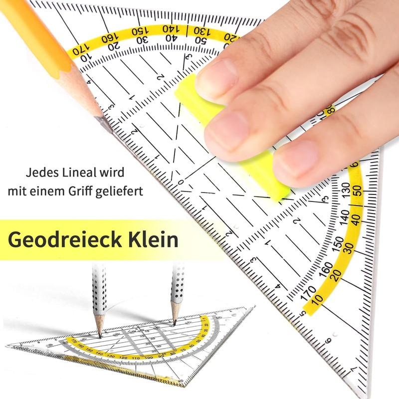 qingmeng Set Square with Handle, Set of 4 Small Flexible