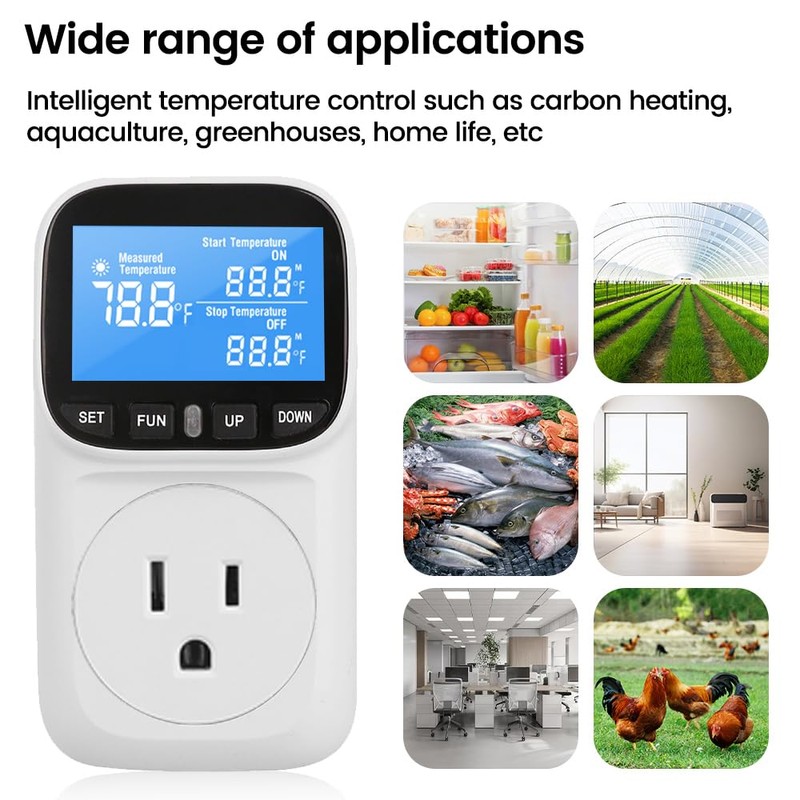 Diymore Plug in Digital Thermostat Temperature Controller,1800W,120V / 15A,-104℉~210℉, Heating