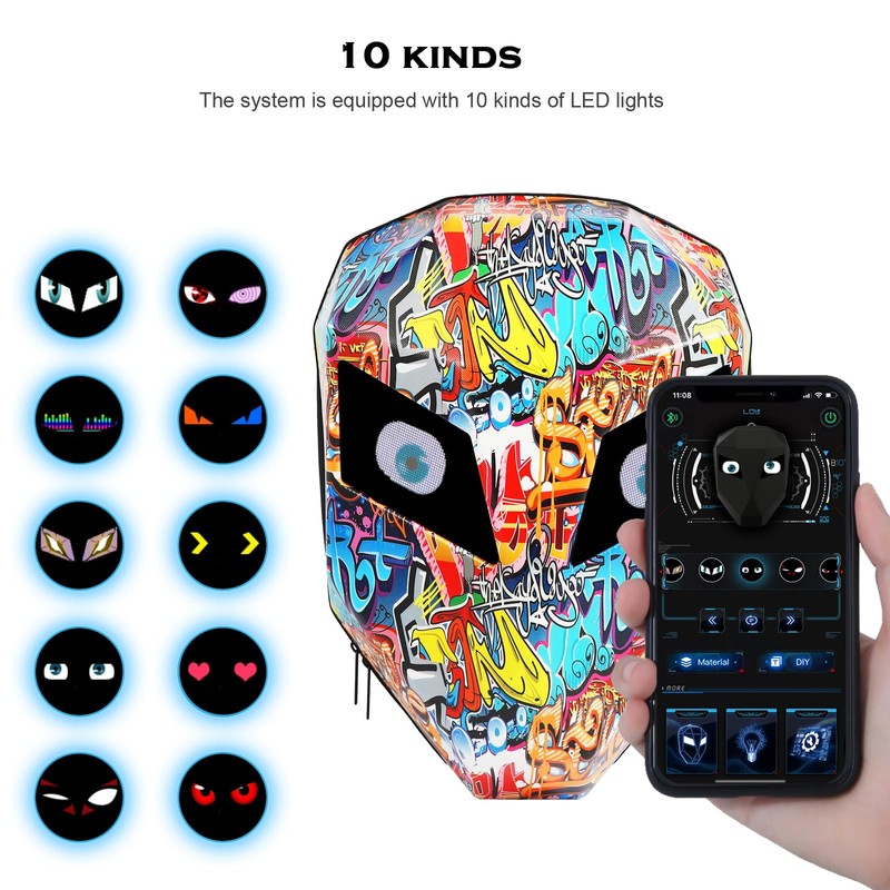 LED Backpack Laptop Bag Motorcycle Riding bag, Hard Shell LED