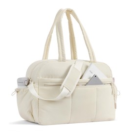 CLUCI Bolsa de gimnasio para mujer, bolsa de lona de 30 l para bolsas de viaje de fin de semana, bolsa de transporte con bolsillo húmedo, Beige