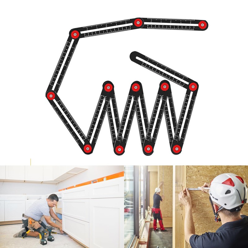 Multi-Angle Measuring Ruler, 12 Section Angle Measurement Aluminum Alloy Fold