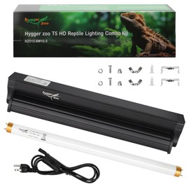 T5 UVB Reptile Light Fixture HO UVB Bulb Lighting Combo Kit, 10.0 UVB Light for Reptiles Terrarium Hood with 8W Reptile Light Bar UVA UVB Desert Lamp for Bearded Dragon Turtle Tank, 12 Inch