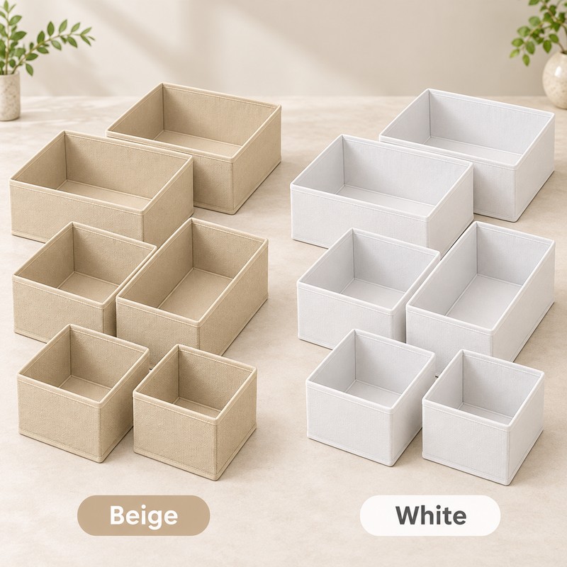 Foldable Underwear Organizer for Drawer Storage – 6/12-Piece Polyester Set