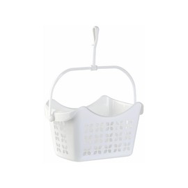 Engelland - 1 x Clothes Peg Basket Hanging Basket with Handle and Hook for Hanging PP Plastic L24 x W14.5 x H13cm White