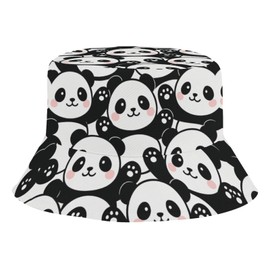Kids Hats Cute Panda Boys Girls Summer Sun Hat Bucket Travel Beach Cap Breathable Adjustable Fisherman Hats Wide Brim 54cm for Toddler Children