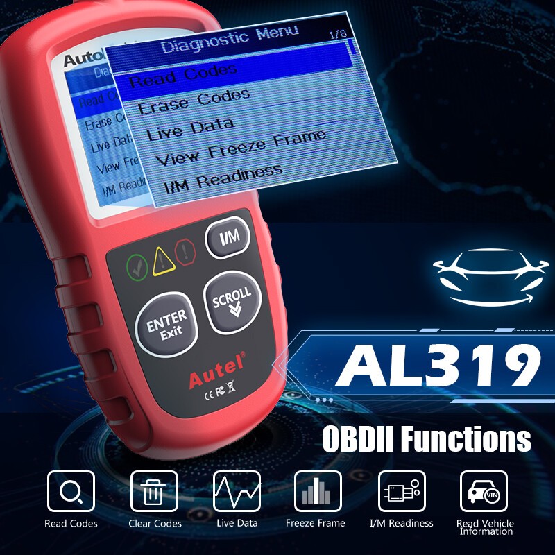 Autel AL319 Automotive Code Reader OBD2 Scanner Car Check Engine