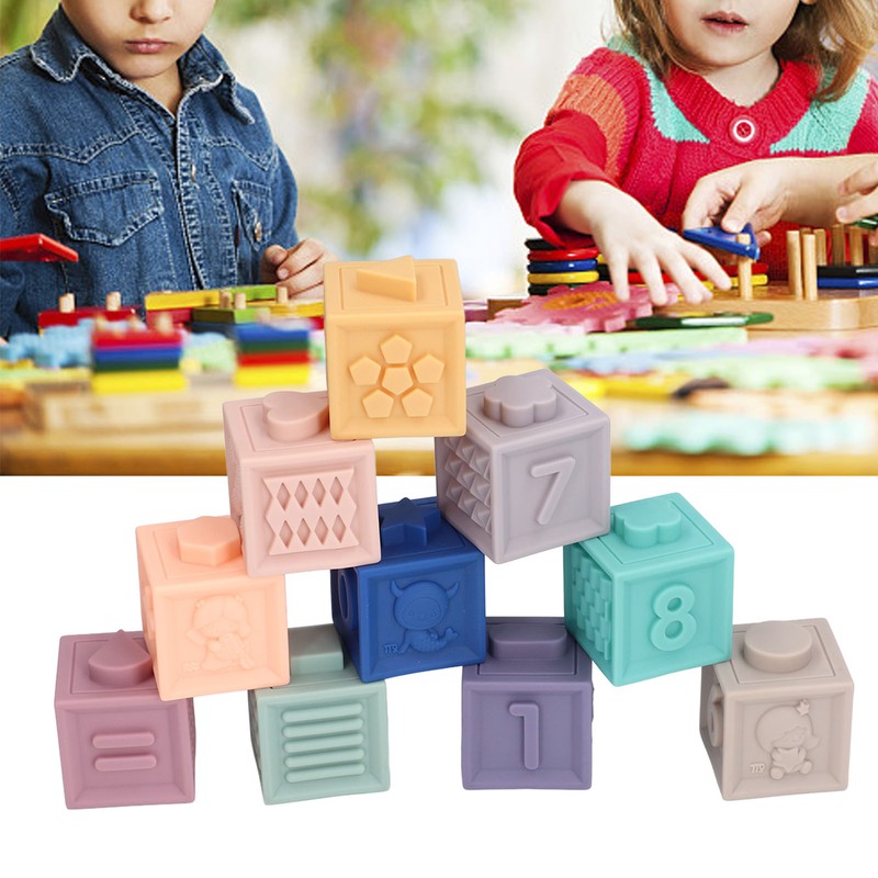 Soft Rubber Blocks Babies Children Chewing Silicone Early Childhood Educational