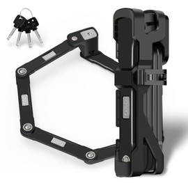 OKG Folding Bike Lock - 3.7lb, 4 Keys, 3 ft Foldable Bicycle Lock, 9/10 Security Grade, Alloy Steel- Anti-Theft, Anti-Cut, Anti-Pry, with Mount Bracket Kit- for E-bikes, Scooters (95cm, Black), Large