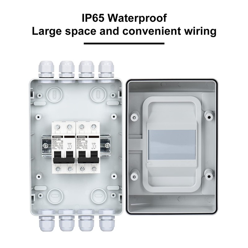 DIHOOL DC Circuit Breaker Box Cover with UV-Proof, 20 Amp