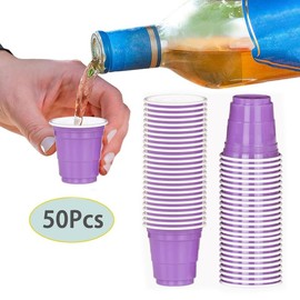 50pcs 50ml/1.7oz Mini Drinking Cups, Plastic Cups, Party Game Cups, Shot Cups - Color: Purple, Size: one-size