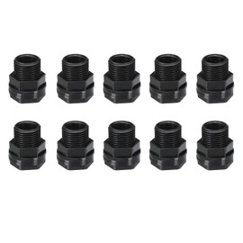 PATIKIL PVC Bulkhead Fitting NPT1/2 Female x GHT 3/4" Male, 10 Pack Double Threaded Bulkhead Water Tank Connector with Seal Gasket for Rain Bucket, Sinks, Aquariums, Black