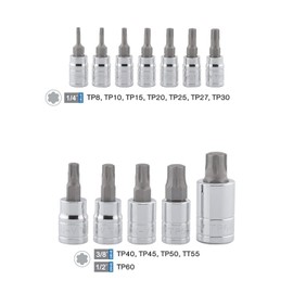 Neiko 10086A Standard Torx Plus Bit Socket Set | 12 Piece | TP8 – TP60 | 6 Point Star | Cr-V and S2 Steel | High Impact ABS Blow Molded Case, clear