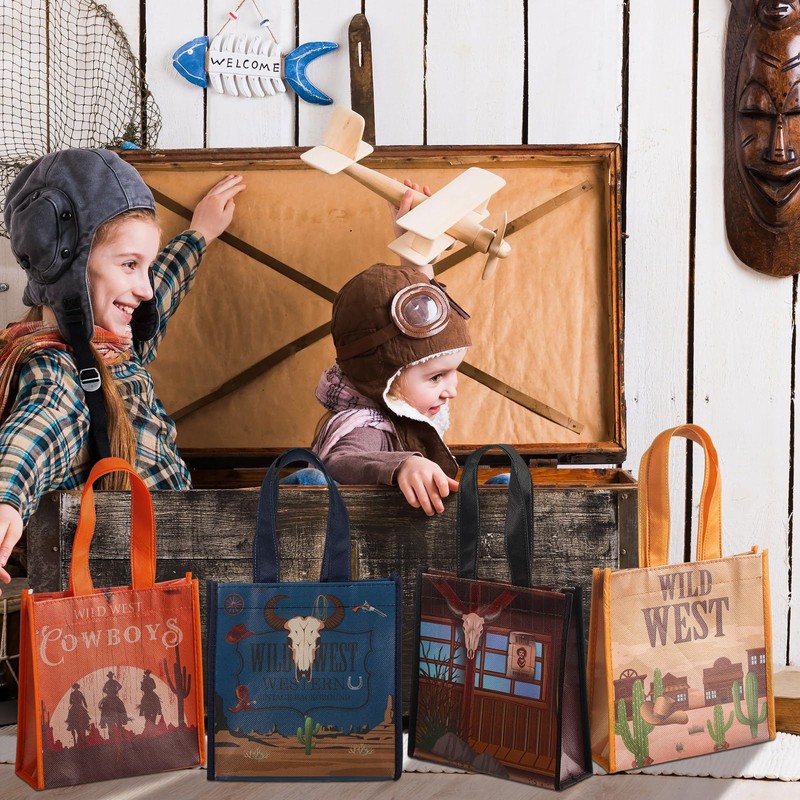 Domensi 24 Pcs Western Cowboy Treat Bags Wild West Party