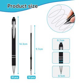 Mooshy 20pcs Metal Ballpoint Pen Set Pens Multipack with Stylus Tip for Touch Screens10 Black Ballpoint Pens with 10 Refills Retractable Ballpoint Pen with Rubber Office Supplies for Aldult Student