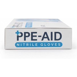 PPE-AID 100 Guantes de Nitrilo Desechables, Color Azul, Sin Látex, Sin Polvo, Diseño Ambidiestro, Alta Flexibilidad y Resistencia, Talla Grande, Ideales para Cocina, Hogar, Limpieza y Trabajo sucio.