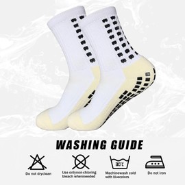 YUFREE SUN Men's Soccer Socks - Non Skid Anti Slip Socks for Football Basketball Hockey Rugby Sports, 1 Pair White 1Pair Black