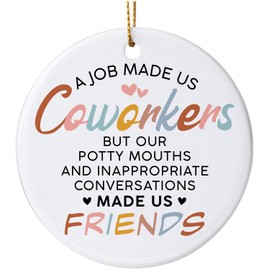Coworker Friends Christmas Ornaments Gifts - Colleague to Friends, Coworker Birthday Gifts for Women, Work Bestie Friendship Farewell Goodbye Gifts - Coworkers Christmas Decorations Ceramic Ornaments