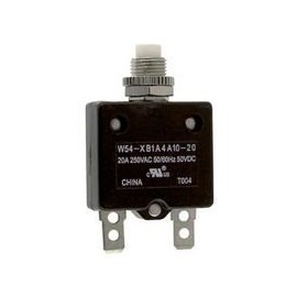 TE Connectivity W54-XB1A4A10-20 Circuit Breaker; Therm; Push; Cur-Rtg 20A; Panel; 1 Pole; Vol-Rtg 250VAC by TE CONNECTIVITY / POTTER & BRUMFIELD