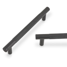 BUKOBYHE 10 Pack 3.75Inch Matte Black Kitchen Cabinet Handles Knurled Cabinet Pulls Black Drawer Pulls Kitchen Hardware
