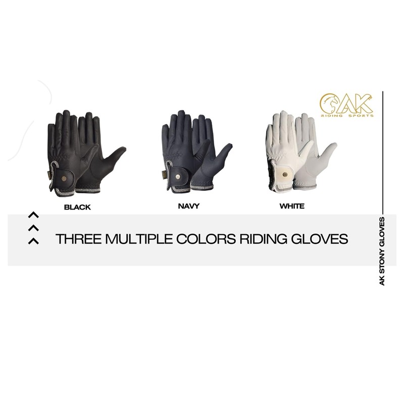 AK Horse Riding Gloves for Competition & Dressing with Crystal