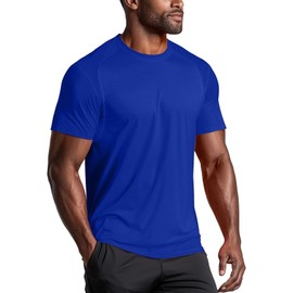 Zengjo Mens Athletic Shirts Short Sleeve Quick Dry Moisture Wicking Gym Workout Tee(Royal Blue,X-Large)