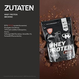 Mammut Nutrition Whey Protein Pulver Brownie – 1kg – 27g Protein pro Portion – Eiweißpulver mit hohem BCAA-Anteil – Perfekte Löslichkeit in Wasser & Milch – Ideale Zwischenmahlzeit