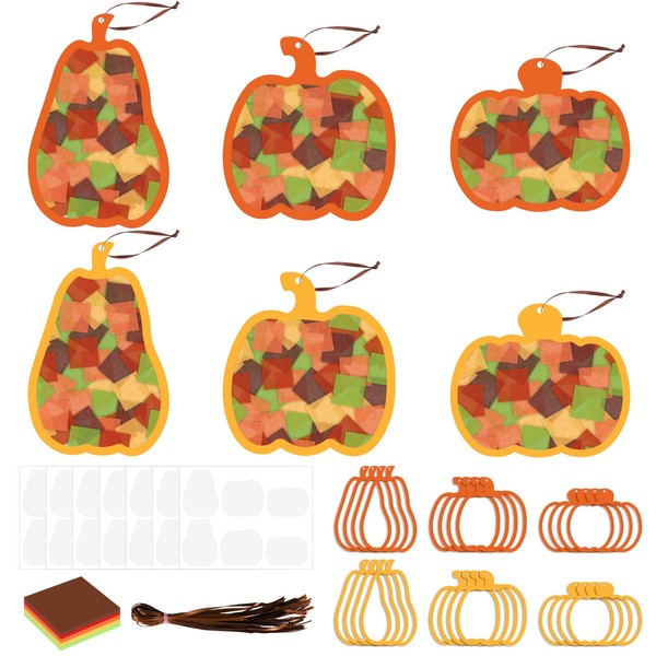 Whaline 24 Sets Fall Pumpkin Crafts Kit DIY Tissue Paper