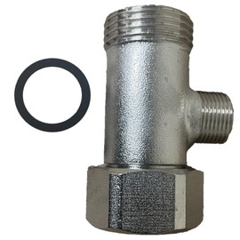 NuFlush Chrome Bidet T-Adapter, 7/8 inch Male, 7/8 Female with 3/8 inch Connection