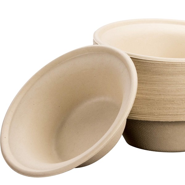 Durable Biodegradable Leak-Proof Disposable Bowls 50 Pk. Sturdy Plant-Based Gluten-Free Compostable Wheatstraw Fiber Container, Eco-Friendly Microwavable and Safe for Hot Cold or Pet Foods.