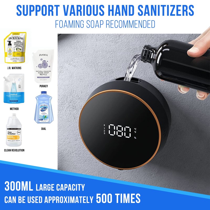 FAYIBUY Automatic Soap Dispenser 3 Levels Adjustable 300 ml Wall