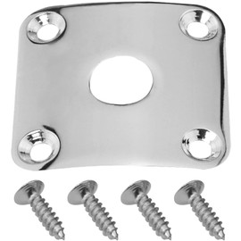 MEETOOT 1 Set 35.1x34.9mm Silver Metal Square Jackplate with Screws Gear Plate Output Jack Cover Guitar Protector Musical Instrument Accessories