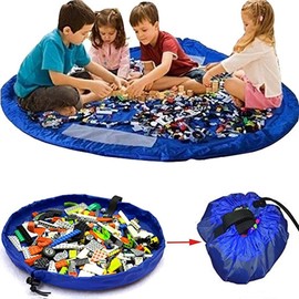 CHANSHIN Toy Storage Bag Mat,Storage Bags Foldable Rug Portable Organizer Toys Kids Play Mat 60 inch (150cm) (Blue) (Blue)