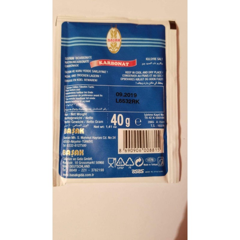 BASAK KARBONAT Baking Soda Carbonate 40gr X 2pcs
