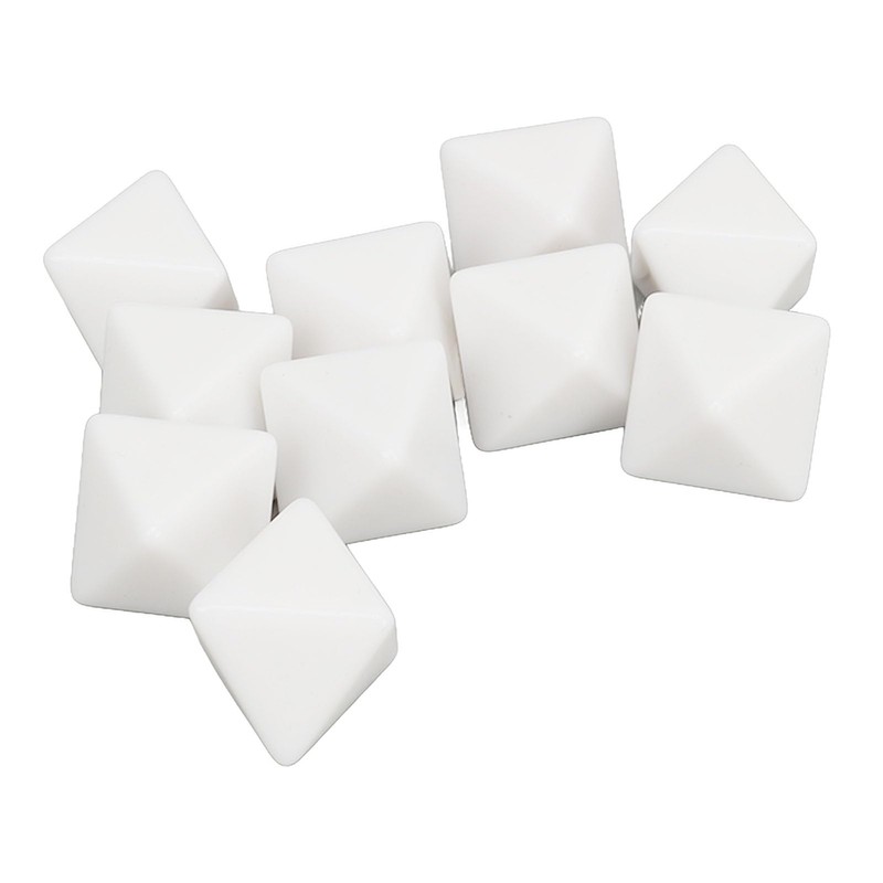 20 Pcs 8 Sided Dice Set Plastic White 2.8x2.8x2.8cm Pen
