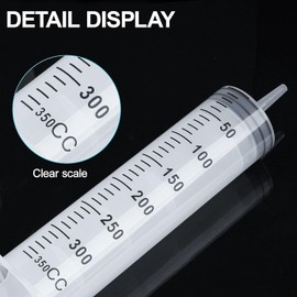 Large Capacity Plastic Syringe with 1m Tube, Reusable Plastic Syringe with Tubing for Pet Feeding, Scientific Labs, Watering, Refilling, Multiple Uses (350ML)