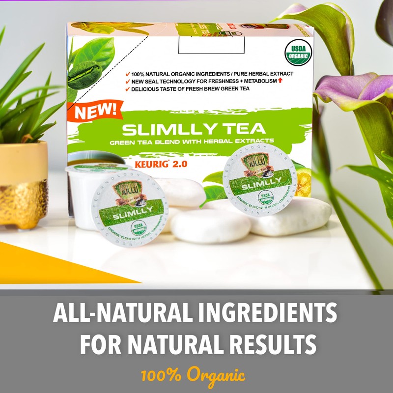 SOLLO Infused Organic Slimlly Green Tea, Single Serve Pods, Compatible