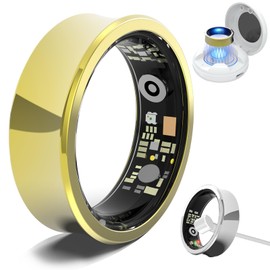 TZRSQL Health Tracker Smart Ring for Men Women, Sleep Tracker, Fitness Tracker with Heart Rate/Blood Pressure/Blood Oxygen Monitor.Temperature Monitor.IP68 Waterproof.No Subscription fee.（Gold 9#）