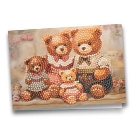 Ideen mit Herz Diamond Painting Greeting Card | DIN B6 (11.5 x 16.5 cm) | 370 g/m² | Includes Envelope & Tools (Teddy Family)