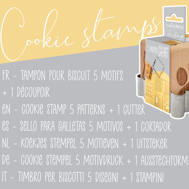 ScrapCooking 5124 Cat Wooden Baking Stamp with 1 Cookie &