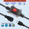 AWINLI Outdoor Extension Cable with Waterproof Switch,14AWG Specification 3-Plug Extension
